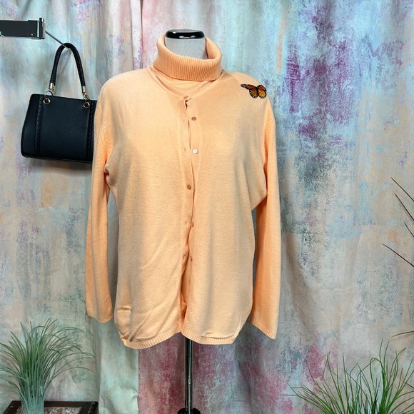 VTG📌Taifun Twinset Turtleneck Short Sleeves Pullover and Long Sleeves Cardigan - Picture 1 of 13
